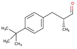 Strukturformel von (2R)-3-(4-tert-Butylphenyl)-2-methylpropanal