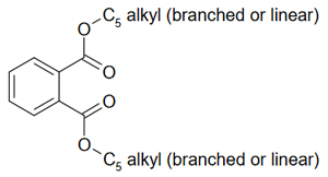 Strukturformel von 1,2-Benzoldicarbonsäure, Dipentylester, verzweigt und linear