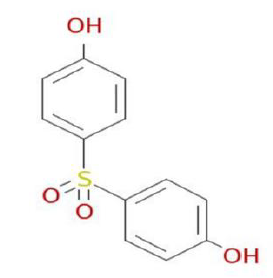 Strukturformel von 4,4'-Sulfonyldiphenol (Bisphenol S)
