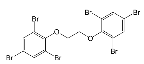 Strukturformel von 1,1'-[1,2-Ethandiylbis(oxy)]bis[2,4,6-tribrombenzol] (BTBPE)