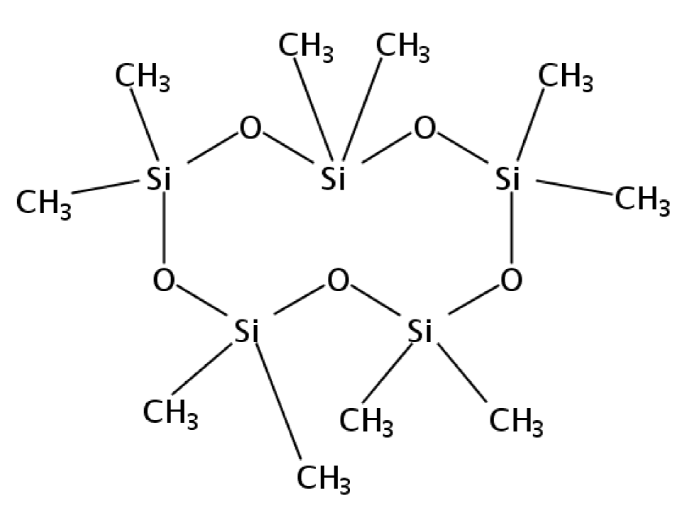 Strukturformel von Decamethylcyclopentasiloxan (D5)