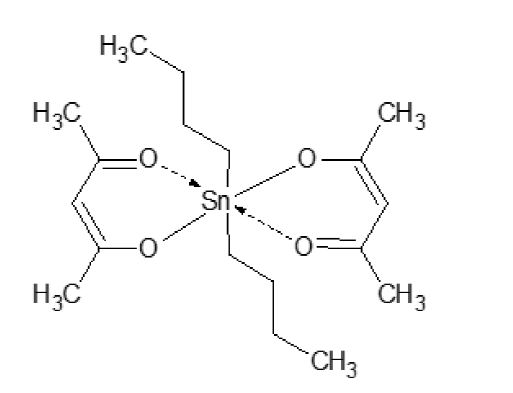 Strukturformel von Dibutylbis(pentan-2,4-dionato-O,O’)zinn