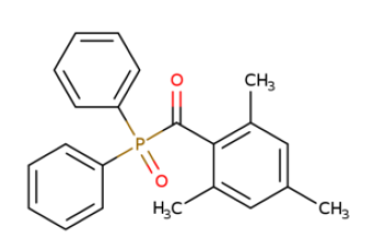 Strukturformel von Diphenyl(2,4,6-trimethylbenzoyl)phosphinoxid