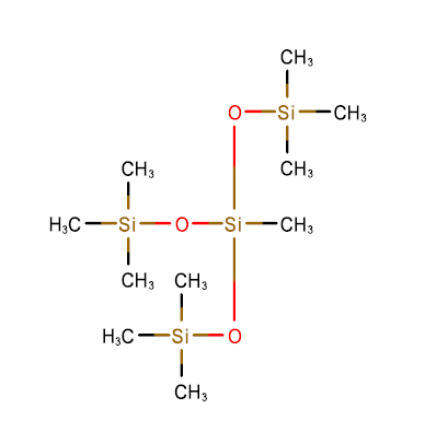 Strukturformel von 1,1,1,3,5,5,5-Heptamethyl-3-[(trimethylsilyl)oxy]trisiloxan (M3T)