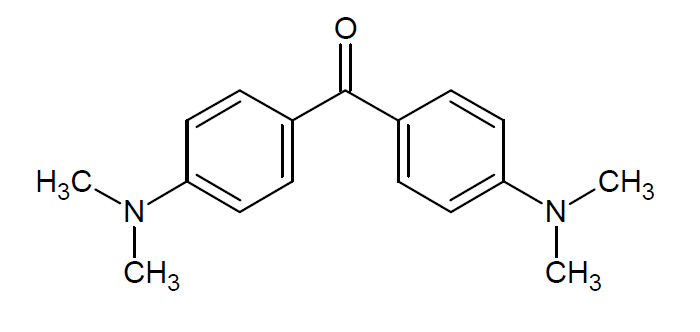 Strukturformel von 4,4'-Bis(dimethylamino)benzophenon (Michler's Keton)