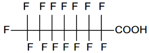 Diese Abbildung zeigt die Strukturformel des SVHC PFOA.