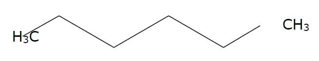 Strukturformel von n-Hexan