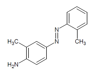 Strukturformel von o-Aminoazotoluol (4-o-Tolylazo-o-toluidin)